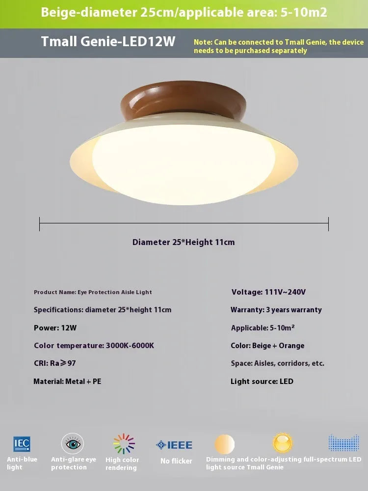 Modern flying saucer shaped ceiling lamp in cream style with minimalist design and clean geometric lines