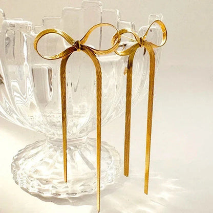 Elegant hypoallergenic 18k gold plated bow earrings for sensitive ears