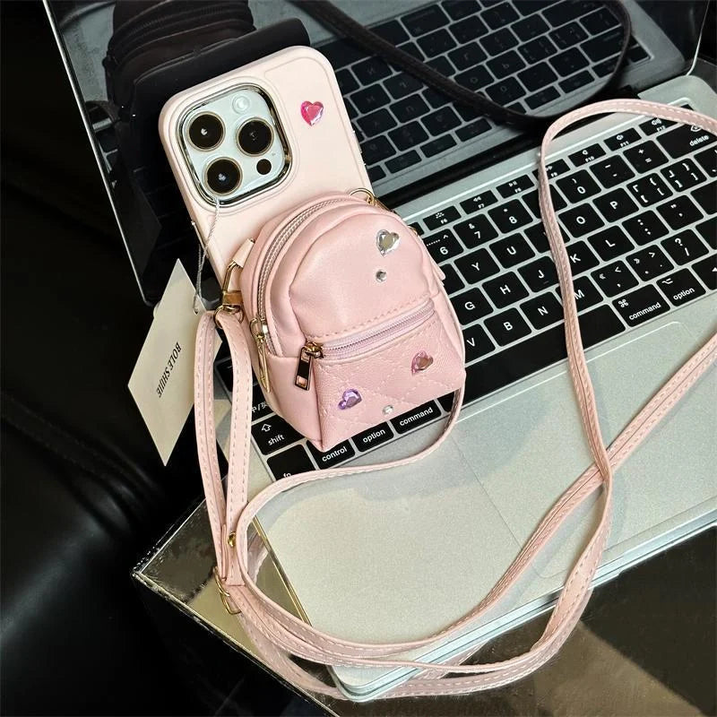 Stylish Crossbody Phone Wallet with Removable Strap for Apple iPhones in White, Black, and Pink Colors