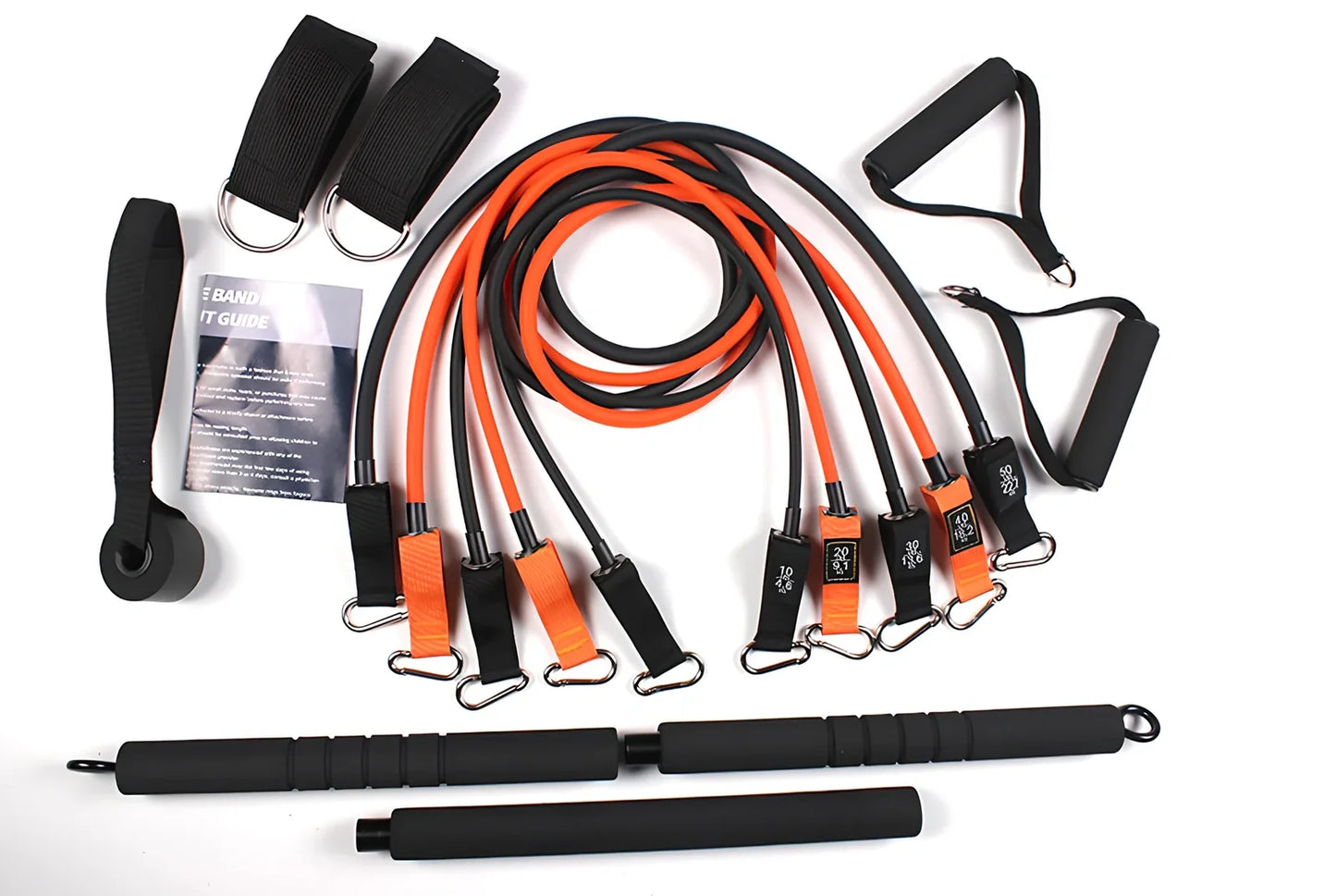 Bodhi Stick Set with latex tension bands, tension bars, and storage bag for resistance training