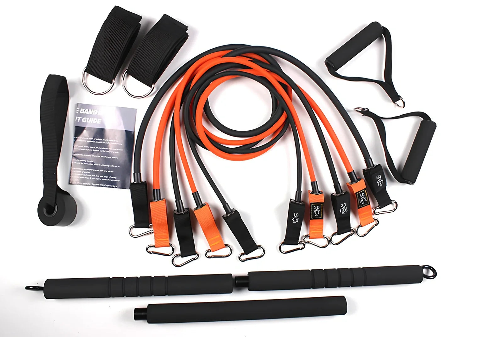 Bodhi Stick Set with latex tension bands, tension bars, and storage bag for resistance training