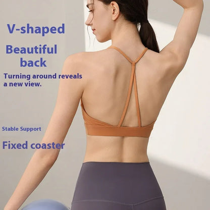 Women's nylon sports vest with fixed double shoulder straps shown in sunshine desert colour