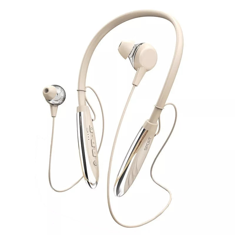 Wireless Bluetooth neckband earphones in skin-friendly colors with magnetic design
