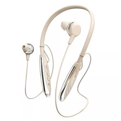 Wireless Bluetooth neckband earphones in skin-friendly colors with magnetic design