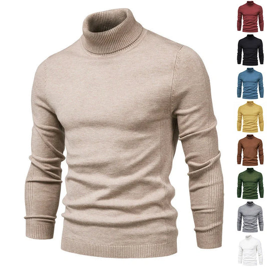 Men's slim fit turtleneck sweater in various colors for winter casual wear