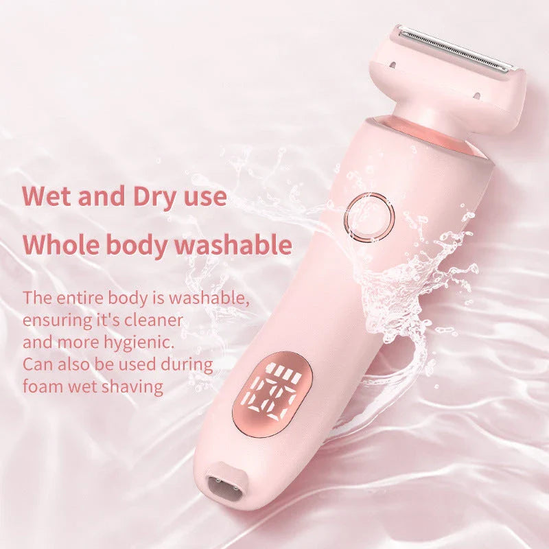 Cordless women's electric shaver with specialized square foil head and hypoallergenic blades for smooth, hair-free skin