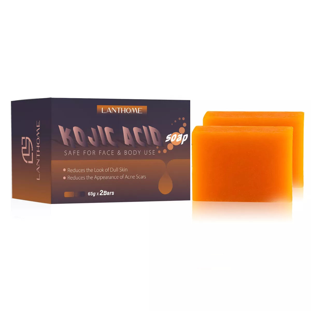 Kojic Acid Soap for skin brightening and freckle reduction, 65g x 2 bars