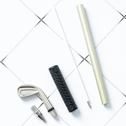 Three metal golf-themed ballpoint pens with 0.7mm bullet tips and normal suit colour refills