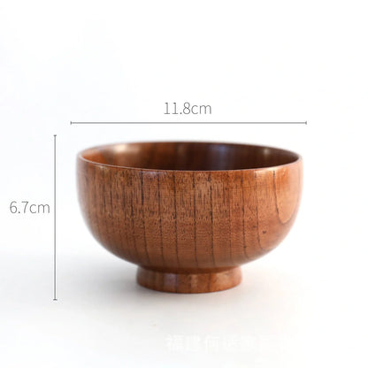 Japanese Style Wooden Bowl Set in three sizes for rice, soup, and salads