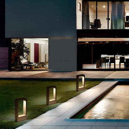 Sand black outdoor LED bollard light with die-cast aluminum construction for garden pathways