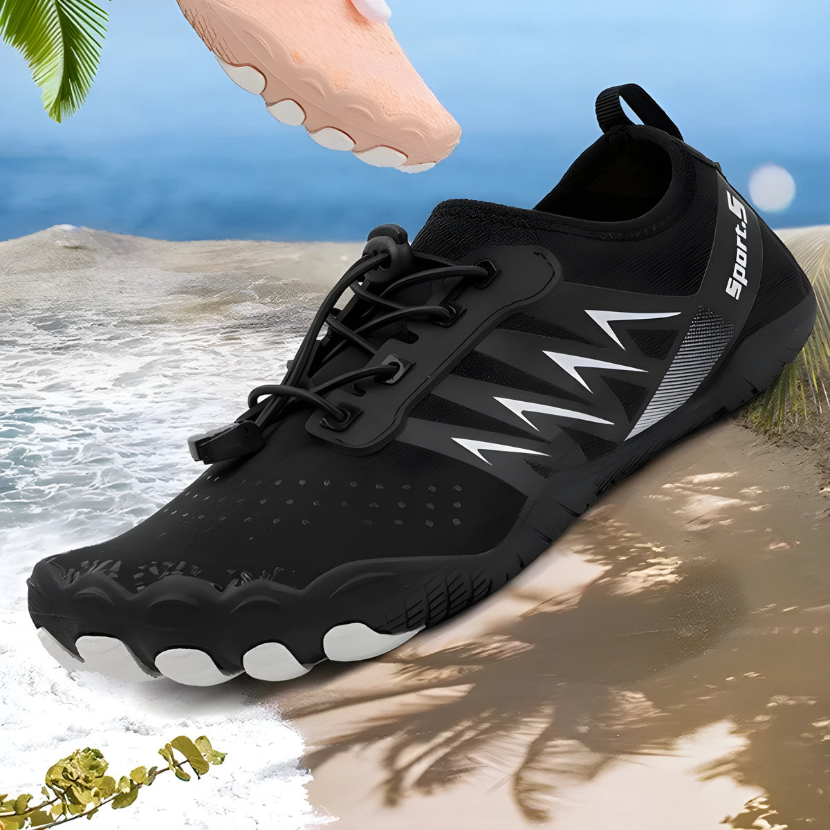 Quick-drying river tracing shoes in apricot colour with mesh upper and rubber sole