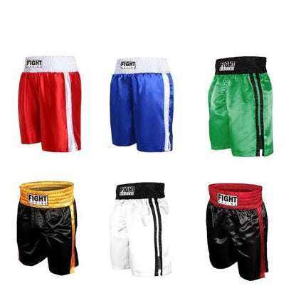 Stretch polyester boxing shorts with elastic waistband in multiple colour combinations for training