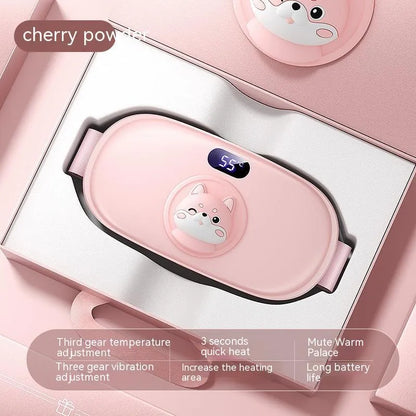 Stomach heating belt in cute cat beige, 2000mAh, 45-65°C adjustable, ABS flannel, 188x95x37mm