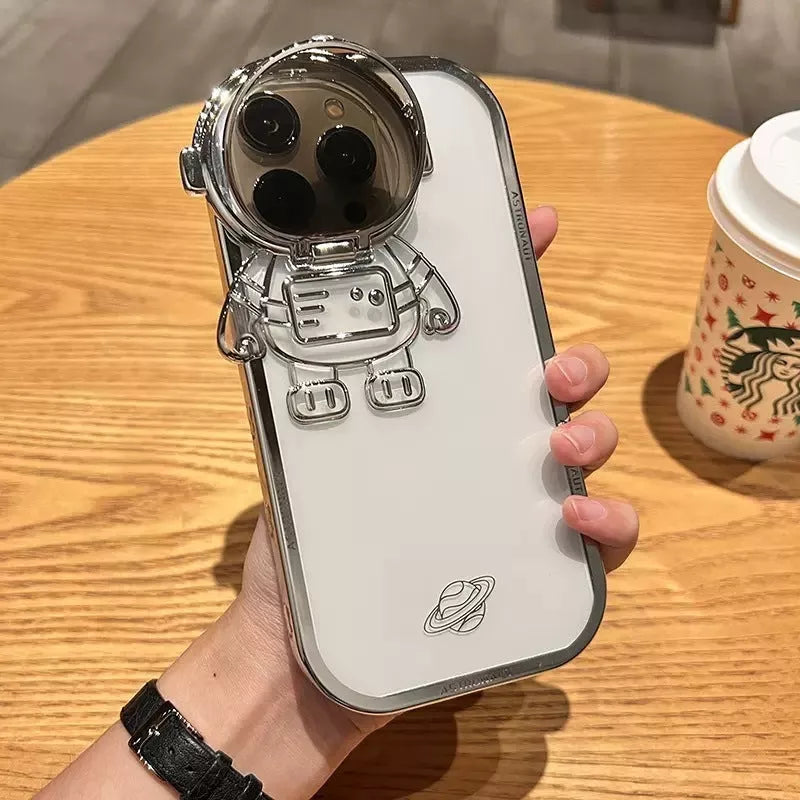 Glitter Astronaut Phone Case with Stand for iPhone in various colors