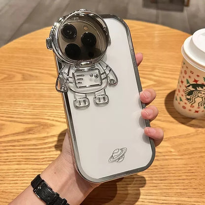 Glitter Astronaut Phone Case with Stand for iPhone in various colors