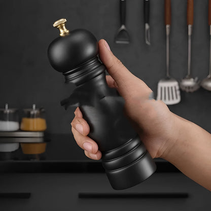 Beech wood manual pepper mill with stainless steel and ceramic core for solid seasonings