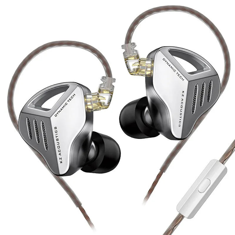 KZ ZAX hybrid driver in-ear headphones in Black or Silver blue with 3.5mm L-bend plug