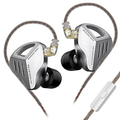 KZ ZAX hybrid driver in-ear headphones in Black or Silver blue with 3.5mm L-bend plug
