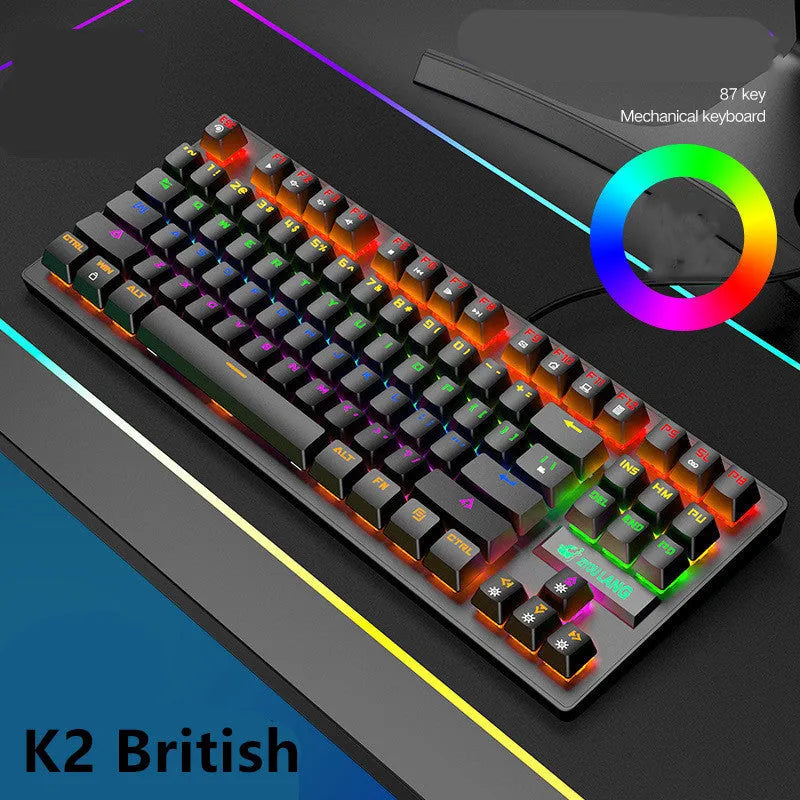 ABS mechanical gaming keyboard in black, white, blue, or pink colour options