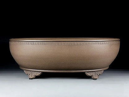 Handmade oval purple sand clay flowerpot measuring 50cm length