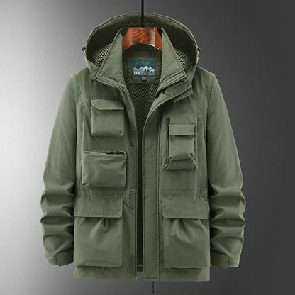 Outdoor Shell Jacket Overalls Jacket in Black, Army Green, Khaki with size patch pocket