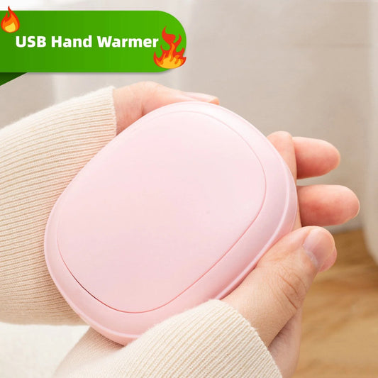 Compact, pebble-shaped hand warmer with adjustable heating settings, available in multiple colors