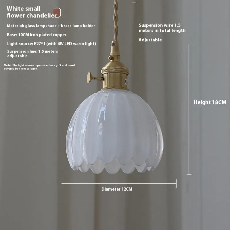 Nordic style glass flower chandelier in bedroom setting with multiple colour options