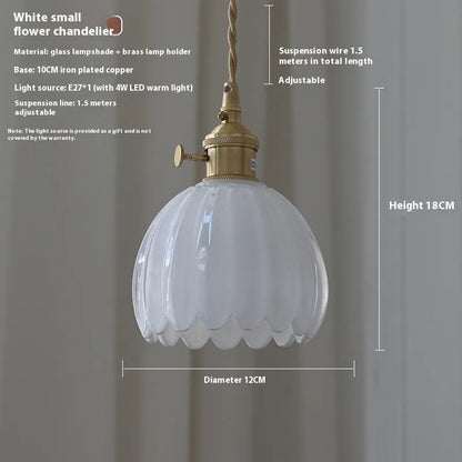 Nordic style glass flower chandelier in bedroom setting with multiple colour options