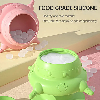 Pink silicone pet nursing device with bionic breast design and four pacifiers for puppy and kitten feeding