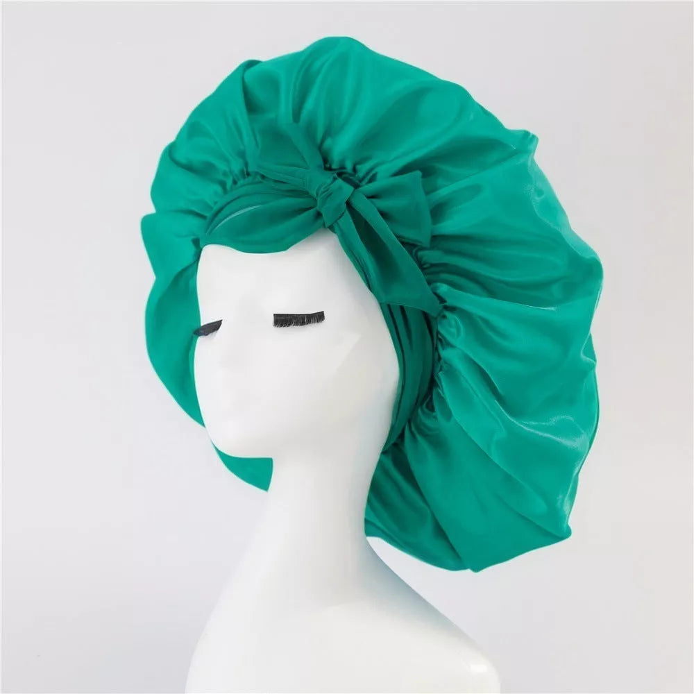 Double-layer silk bonnet for sleeping in various colors