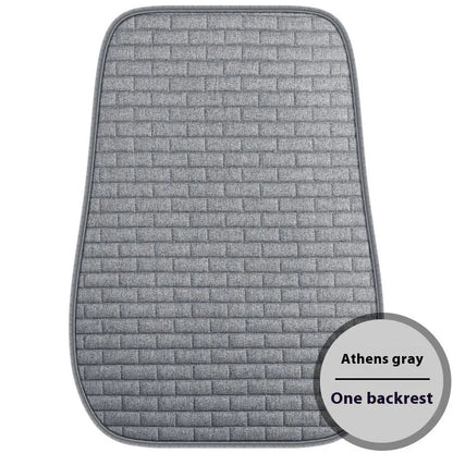 Linen car seat cushion three-piece protective pad with ventilation and sponge filler in black, black and red, grey, brown, or beige