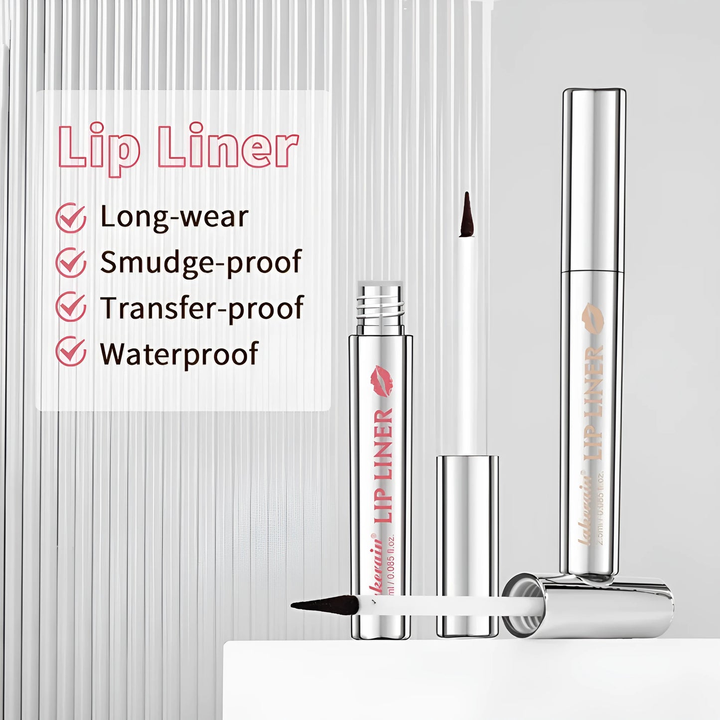 Matte finish pointed toe lip liner with precision tip in four colour options