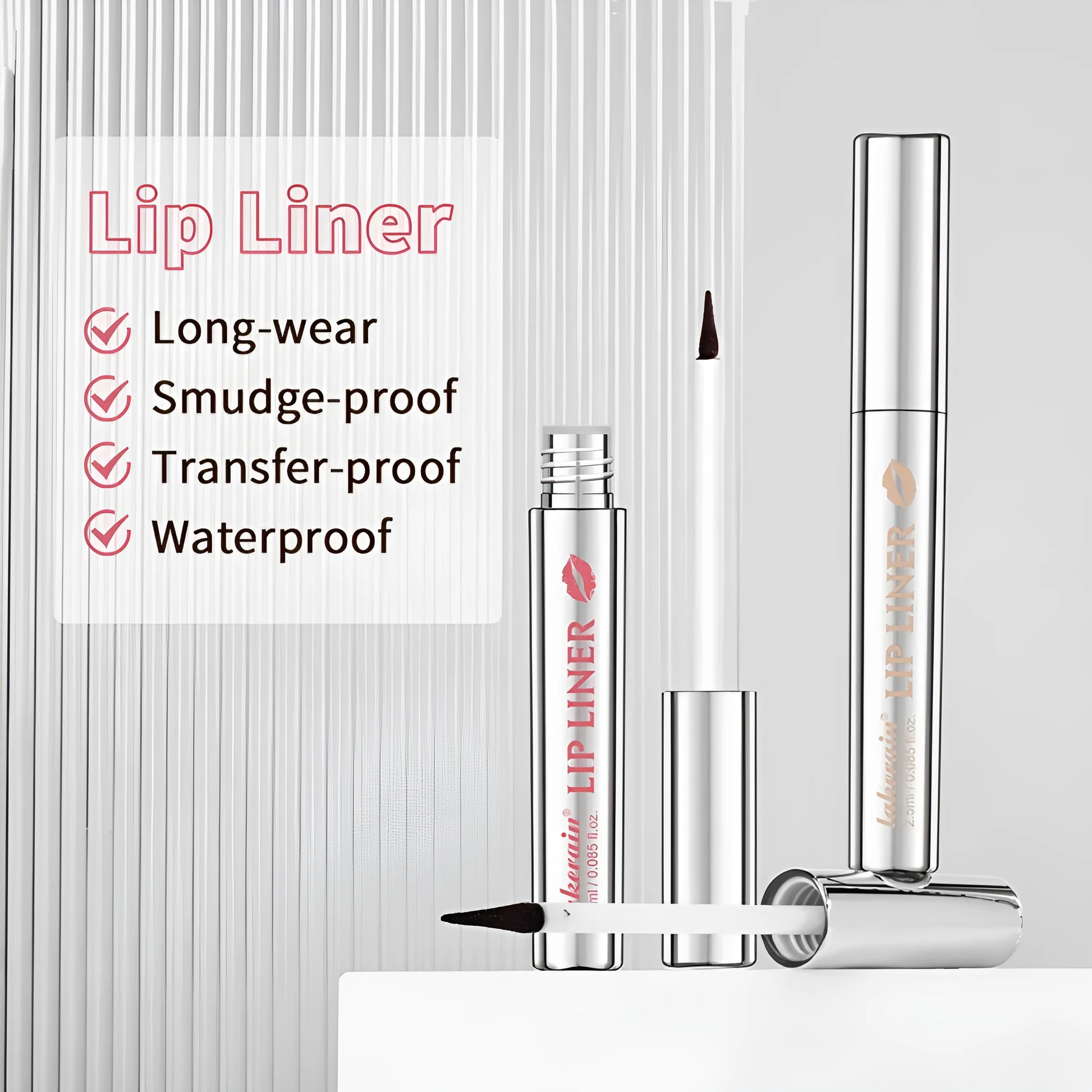 Matte finish pointed toe lip liner with precision tip in four colour options
