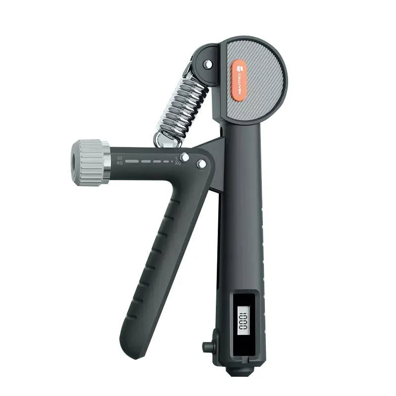 Adjustable spring hand grip trainer in army green, black, or ivory white.