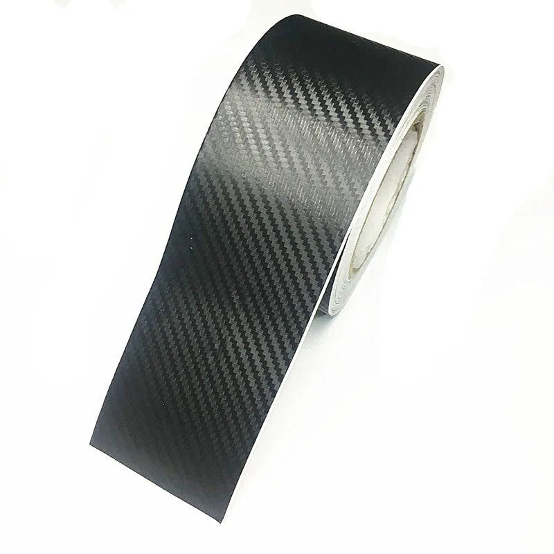 Car Door Threshold Sticker Waterproof Anti-Stepping Protector PET Carbon Fibre Look Black 3cm to 10cm Wide 1m to 5m Long Roll for Car Body Door Sill and Bumper Edge Protection