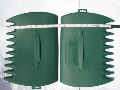 Green leaf rake scoops tool with automatic hand band, 34cm long garden debris collector