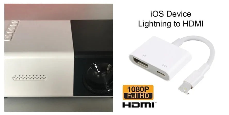 Compact black HD 1080P mini digital projector showing front projection design