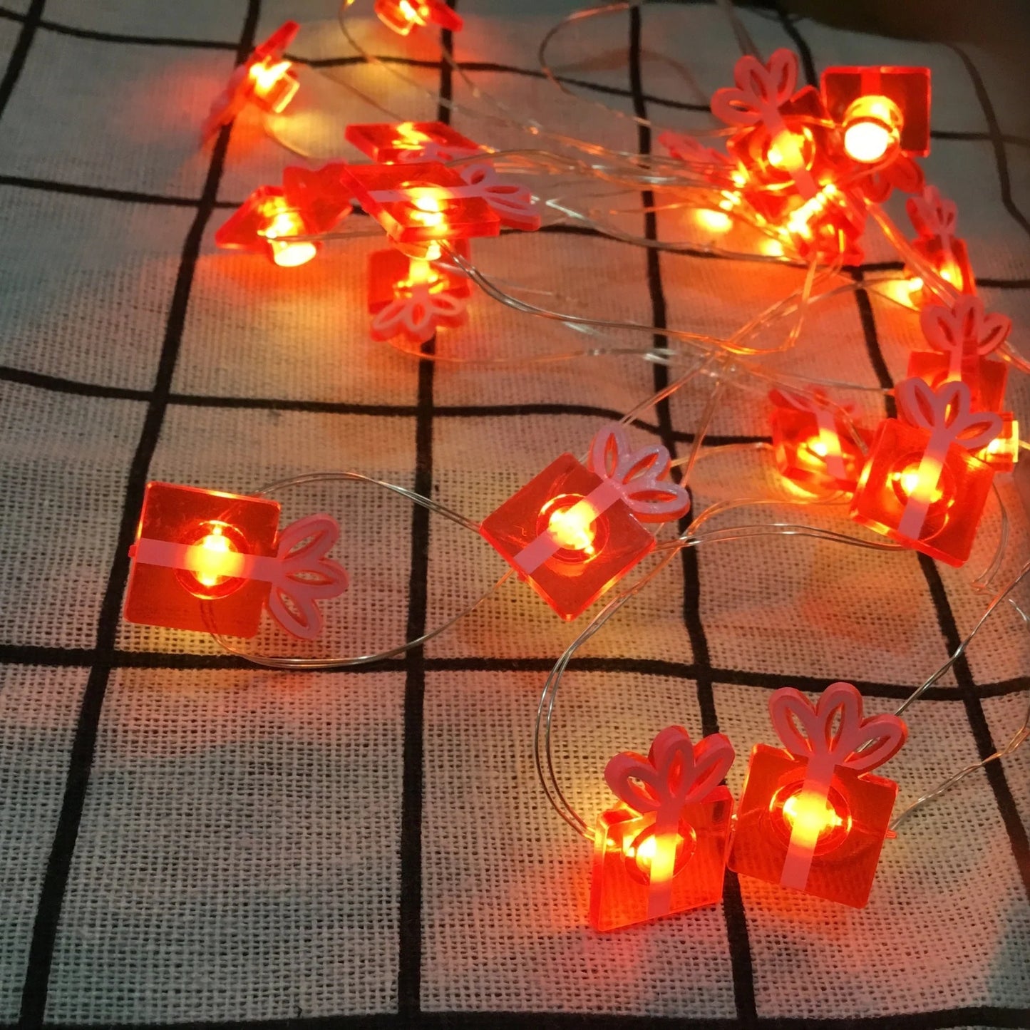 LED string lights with Santa Claus and snowflakes for Christmas decor
