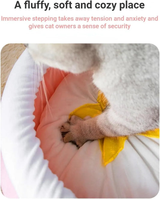 Pink and yellow honey pot shaped cat sofa bed with removable nest pad for small pets