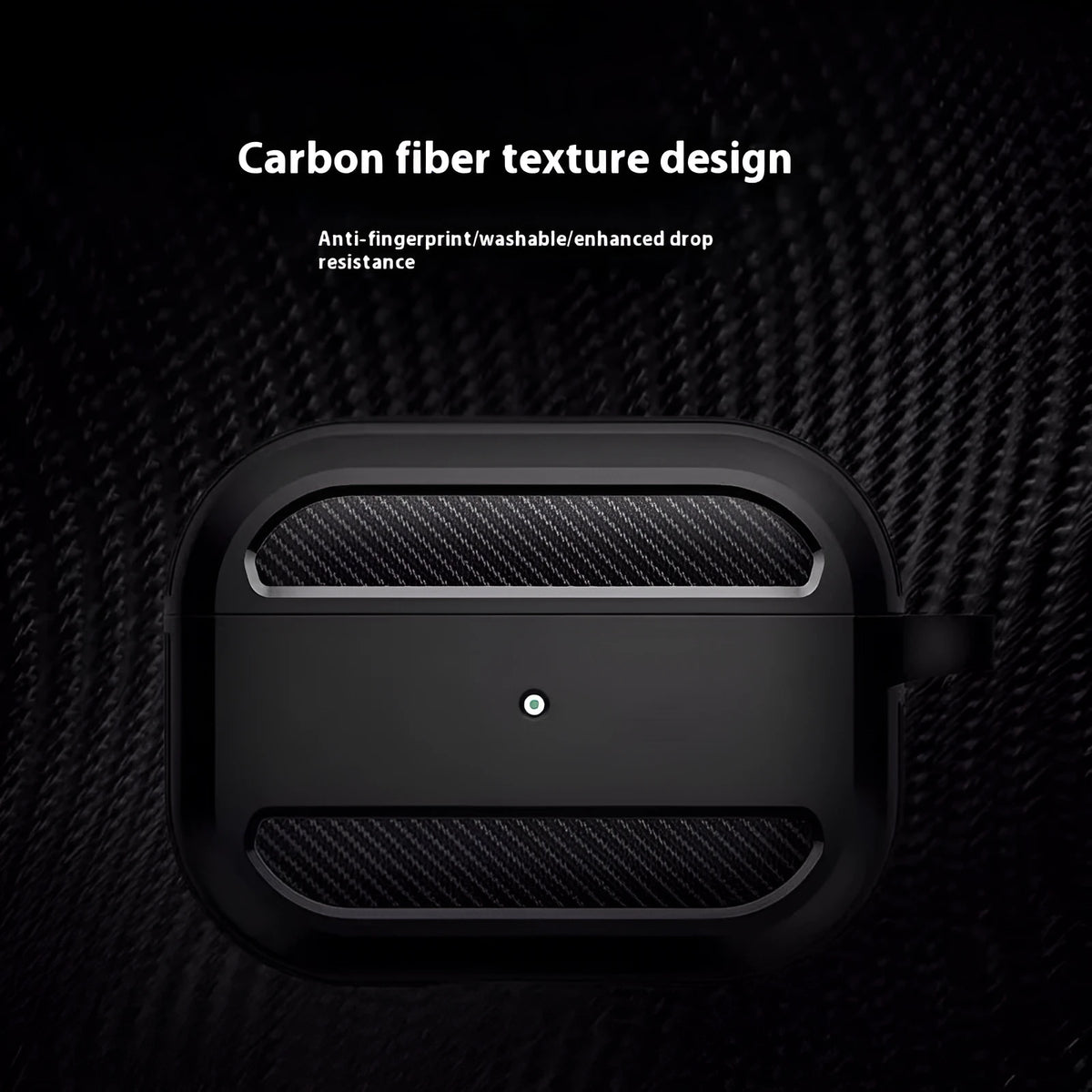 Carbon fibre pattern TPU clamshell case for AirPods in black, red, blue, grey, pink or apple green