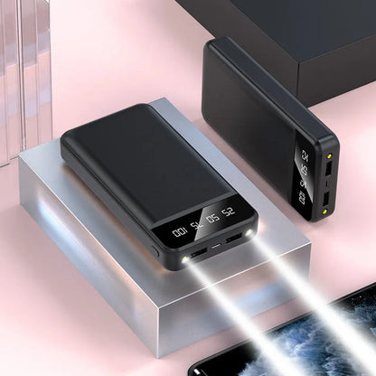 20000 mAh portable power bank in plastic shell with multiple USB ports