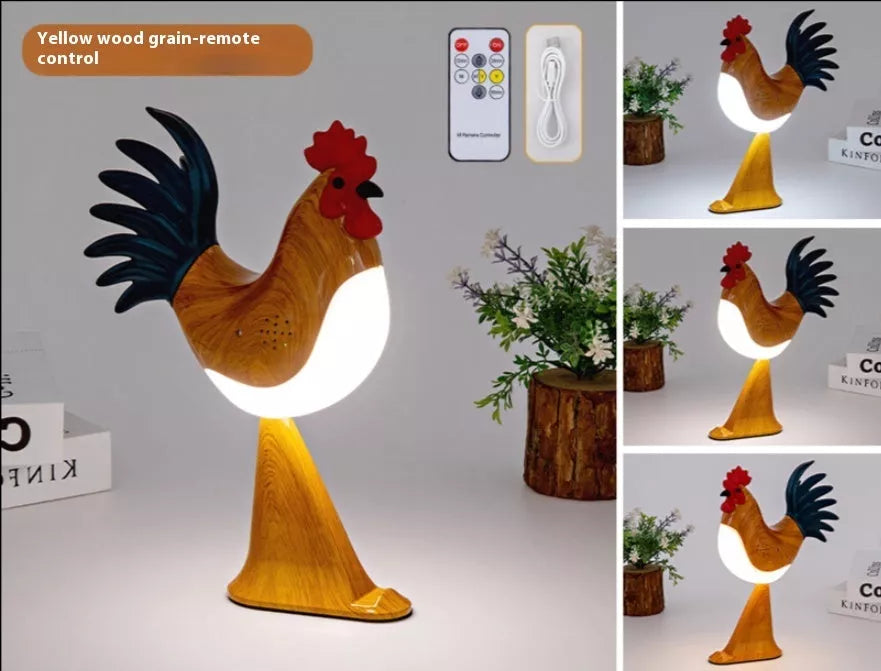 LED Rooster Night Light with touch control and sound, rechargeable, in various colors