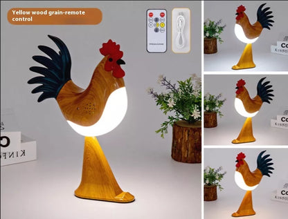 LED Rooster Night Light with touch control and sound, rechargeable, in various colors