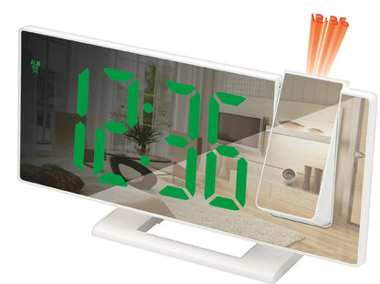 LED projection digital alarm clock with adjustable display showing time projection on ceiling