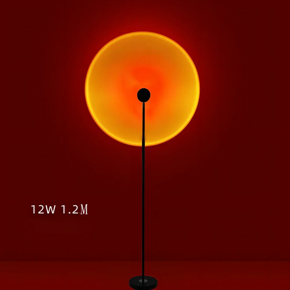LED sunset atmosphere light with aluminium alloy body and glass shade in sunset red colour