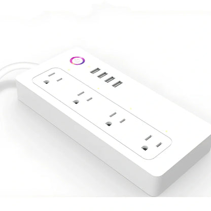 Wi-Fi smart plug with 4 power sockets and USB ports for remote control of devices
