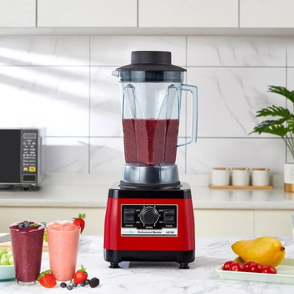Red commercial blender with 2200W motor and 2L capacity for professional kitchen use