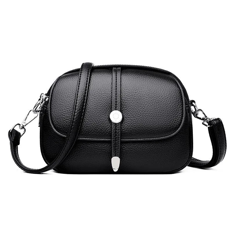 City Simple women's oval-shaped soft PU crossbody shoulder bag in black, khaki, or dark brown