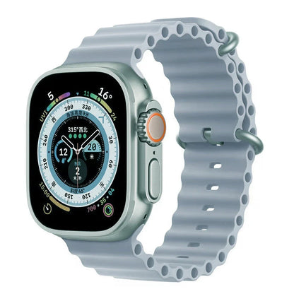 Ocean silicone watch band in midnight blue for Apple Watch 42mm, with buckle closure and flexible fit