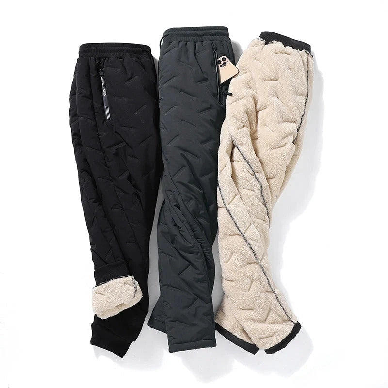 Men's winter velvet fleece jogging pants with zip pocket in various colors and sizes